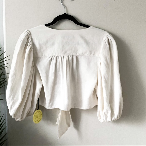 NWT Urban Outfitters Devon Puff Sleeve Tie Crop - Picture 7 of 7